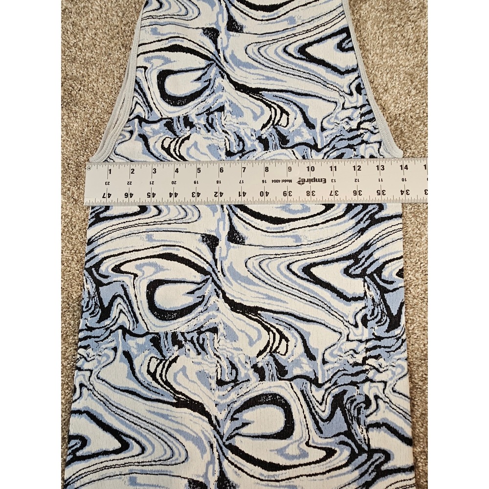 Zara Limitless Contour Blue Marble Swirl Ribbed Knit Midi Dress XS-S - Picture 6 of 13